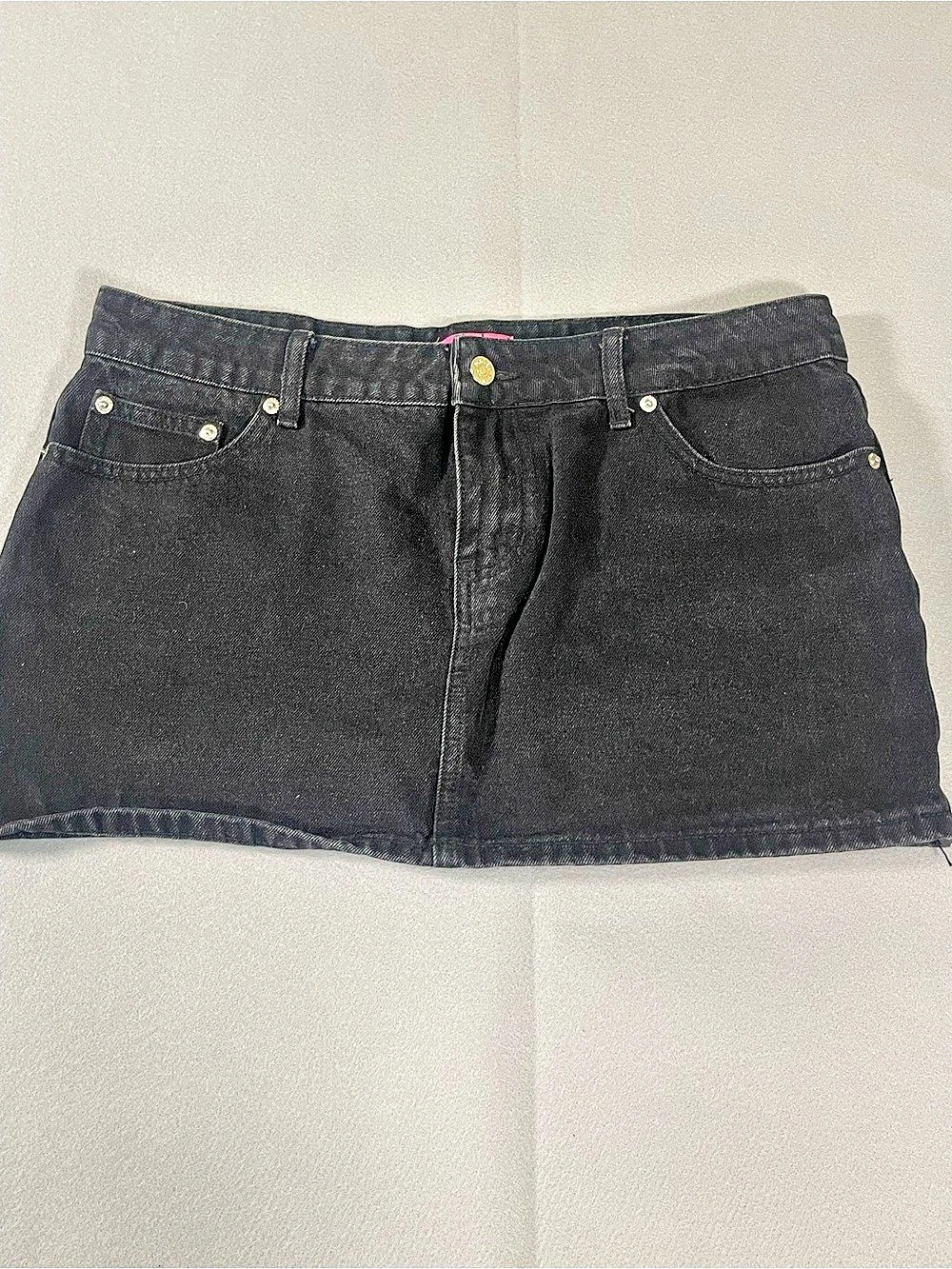Edikted Black Washed Denim Micro Mini Skirt L